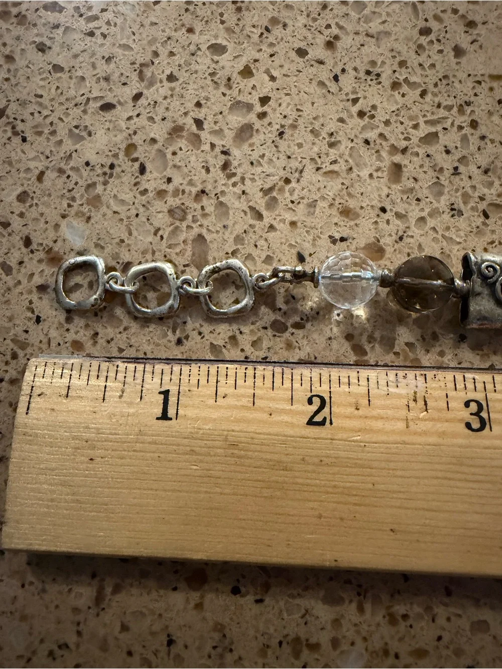 Silpada Silver Charm Bracelet with Clear and Smoky Beads